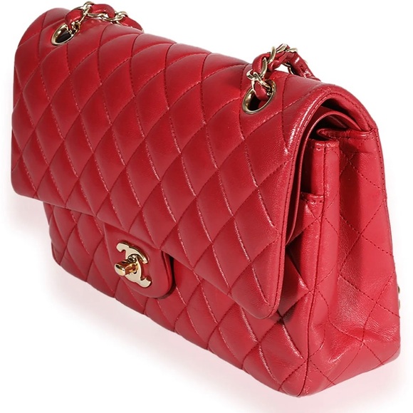 SOLD🚫Chanel Red Quilted Lambskin Medium Classic Double Flap Bag - Picture 2 of 2